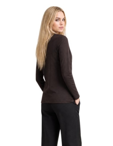 Armani Exchange t-shirt femme marron imprimé manches longues | ChoixMode
