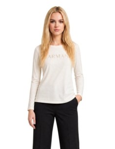 Armani Exchange t-shirt femme beige strass manches longues | ChoixMode