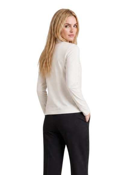 Armani Exchange t-shirt femme beige strass manches longues | ChoixMode