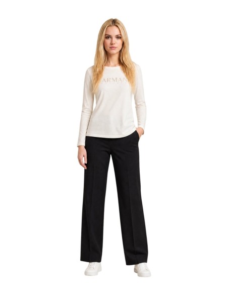 Armani Exchange t-shirt femme beige strass manches longues | ChoixMode