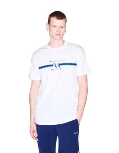 Armani Exchange t-shirt homme blanc imprimé col rond hiver | ChoixMode