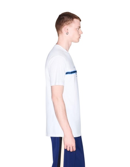Armani Exchange t-shirt homme blanc imprimé col rond hiver | ChoixMode
