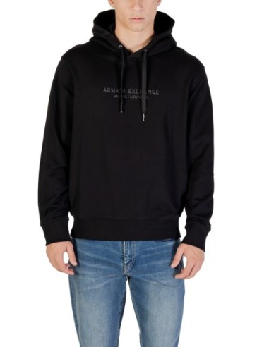 Armani Exchange sweat capuche homme noir coton | ChoixMode