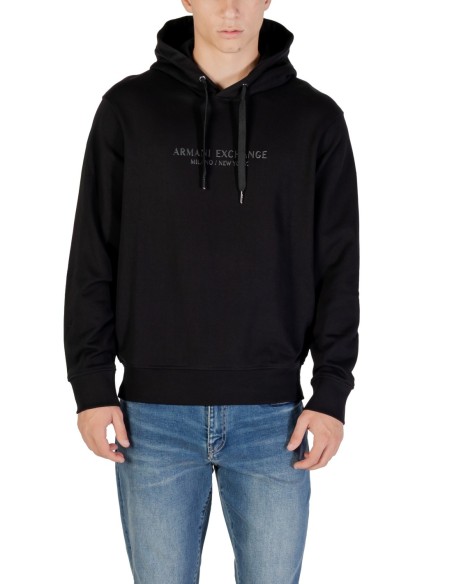 Armani Exchange sweat capuche homme noir coton | ChoixMode