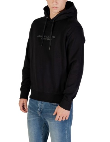 Armani Exchange sweat capuche homme noir coton | ChoixMode