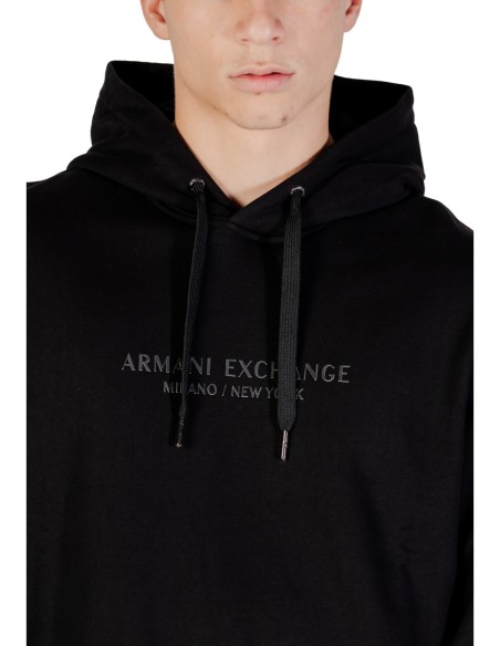 Armani Exchange sweat capuche homme noir coton | ChoixMode