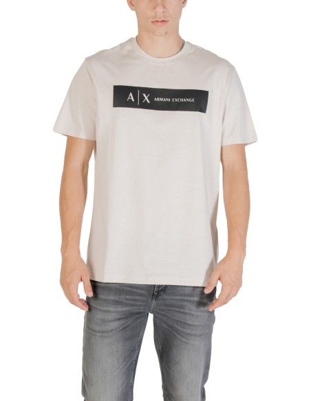 Armani Exchange t-shirt homme beige imprimé | ChoixMode