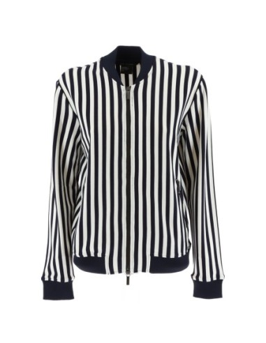 Armani Exchange veste femme bleue rayée zippée | ChoixMode