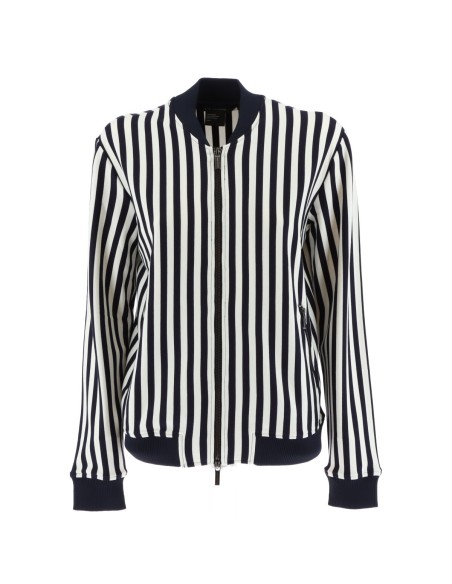 Armani Exchange veste femme bleue rayée zippée | ChoixMode