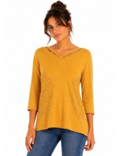 Desigual blouse femme jaune col V | ChoixMode