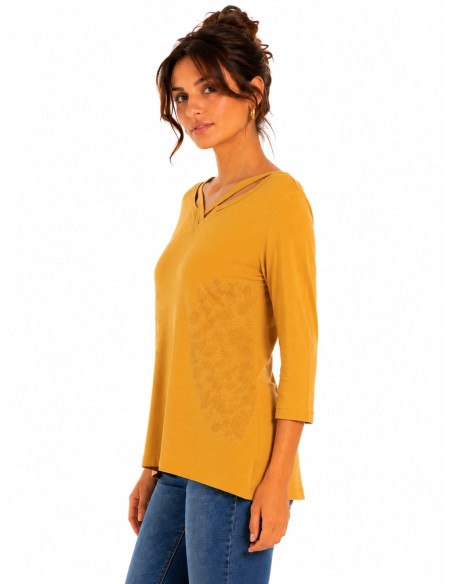 Desigual blouse femme jaune col V | ChoixMode