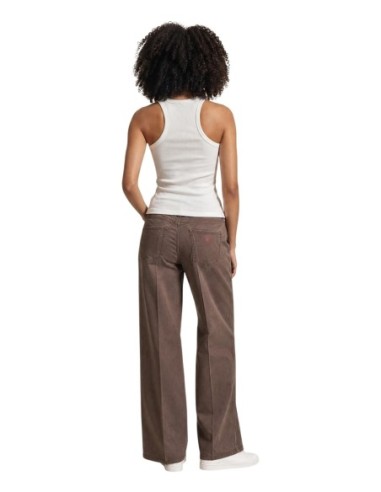 Guess pantalon palazzo femme beige lyocell | ChoixMode