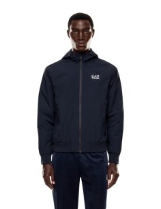 EA7 blouson homme bleu à capuche | ChoixMode