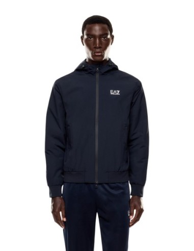 EA7 blouson homme bleu à capuche | ChoixMode