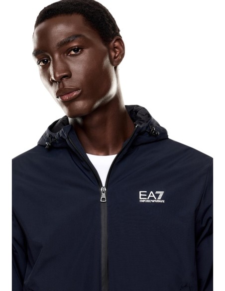 EA7 blouson homme bleu à capuche | ChoixMode