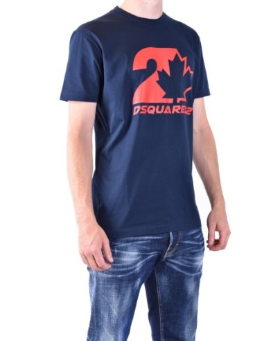 Dsquared2 t-shirt homme bleu imprimé coton | ChoixMode
