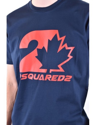 Dsquared2 t-shirt homme bleu imprimé coton | ChoixMode
