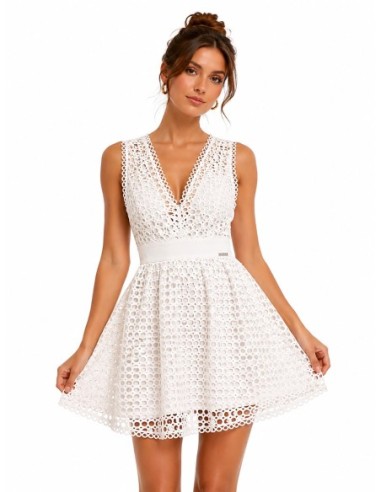 Guess robe femme blanche col V profond | ChoixMode