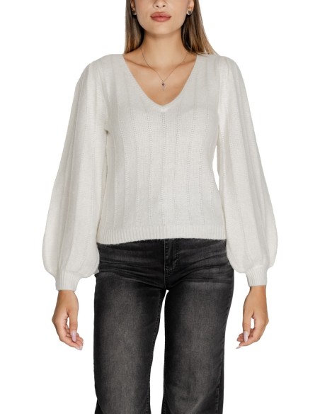 Guess pull femme blanc col V doux | ChoixMode
