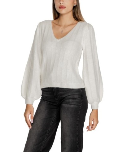 Guess pull femme blanc col V doux | ChoixMode