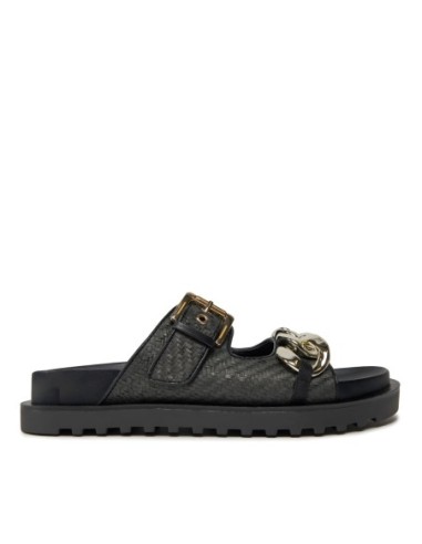 Guess sandales femme noires plates | ChoixMode