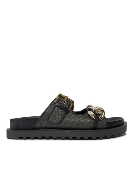 Guess sandales femme noires plates | ChoixMode