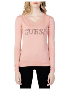 Guess pull femme rose imprimé col V | ChoixMode