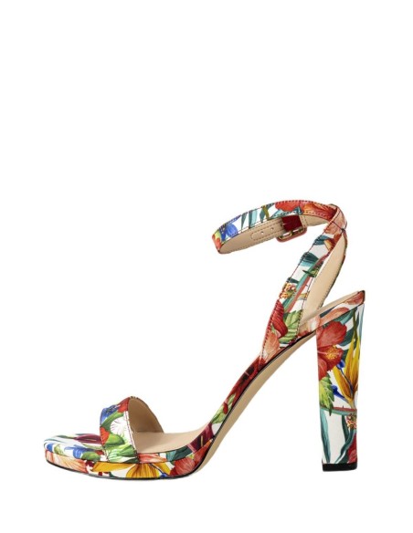 Guess sandales compensées femme blanches florales | ChoixMode