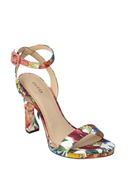 Guess sandales compensées femme blanches florales | ChoixMode