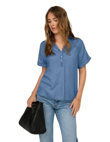 Only blouse femme bleue lyocell | ChoixMode