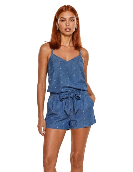 Only débardeur femme bleu col V coton | ChoixMode