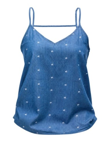 Only débardeur femme bleu col V coton | ChoixMode