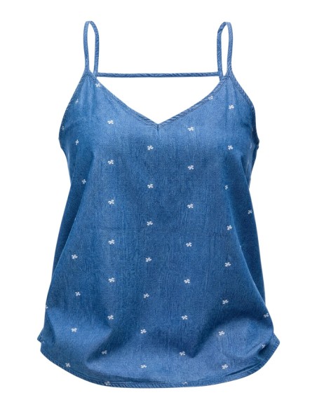 Only débardeur femme bleu col V coton | ChoixMode