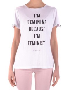 Pinko t-shirt femme blanc imprimé coton | ChoixMode