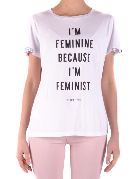 Pinko t-shirt femme blanc imprimé coton | ChoixMode