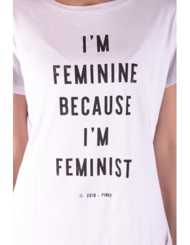 Pinko t-shirt femme blanc imprimé coton | ChoixMode