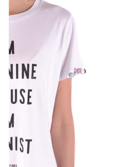 Pinko t-shirt femme blanc imprimé coton | ChoixMode