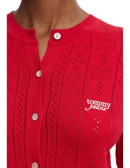 Tommy Hilfiger Jeans pull femme rouge boutons | Choixmode