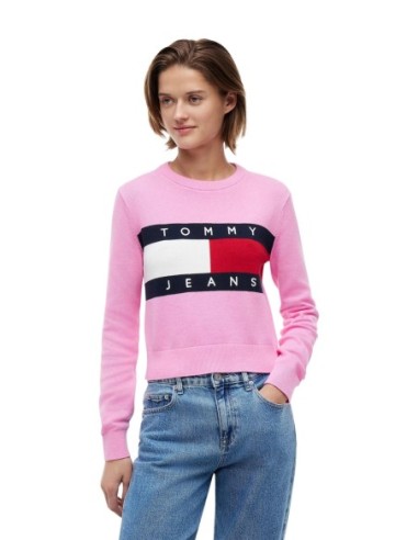 Tommy Hilfiger Jeans pull femme rose coton | Choixmode