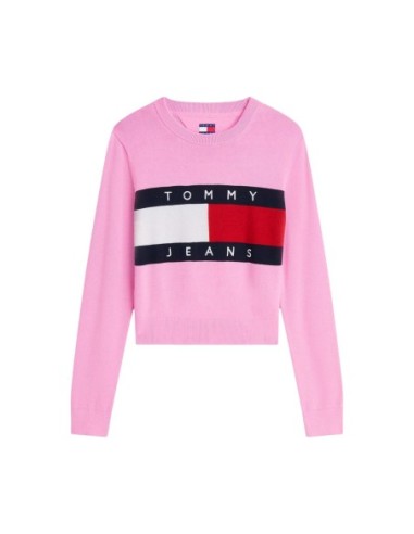 Tommy Hilfiger Jeans pull femme rose coton | Choixmode