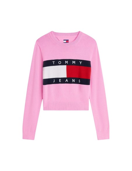 Tommy Hilfiger Jeans pull femme rose coton | Choixmode