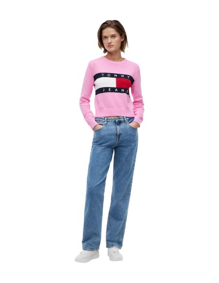Tommy Hilfiger Jeans pull femme rose coton | Choixmode