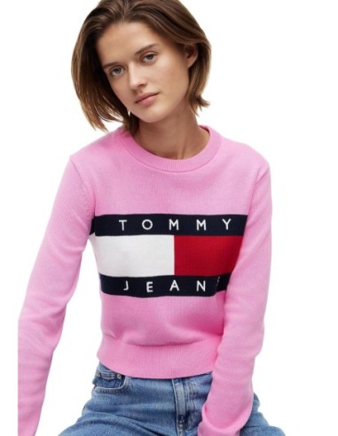 Tommy Hilfiger Jeans pull femme rose coton | Choixmode