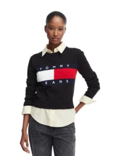 Tommy Hilfiger Jeans pull femme noir coton | Choixmode