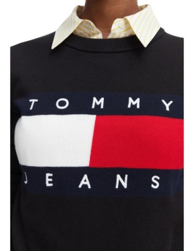 Tommy Hilfiger Jeans pull femme noir coton | Choixmode
