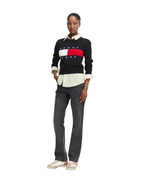 Tommy Hilfiger Jeans pull femme noir coton | Choixmode