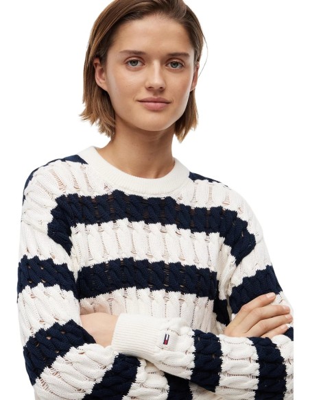 Tommy Hilfiger Jeans pull femme bleu coton | Choixmode