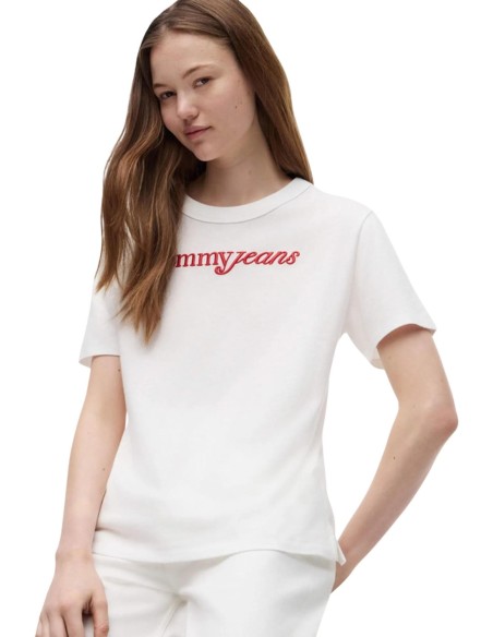 Tommy Hilfiger Jeans t-shirt femme blanc coton | Choixmode