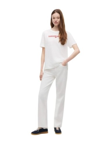 Tommy Hilfiger Jeans t-shirt femme blanc coton | Choixmode