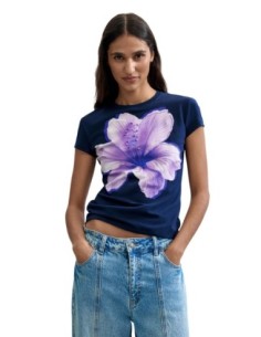 Desigual T-Shirt Femme Bleu Imprimé – Style Casual